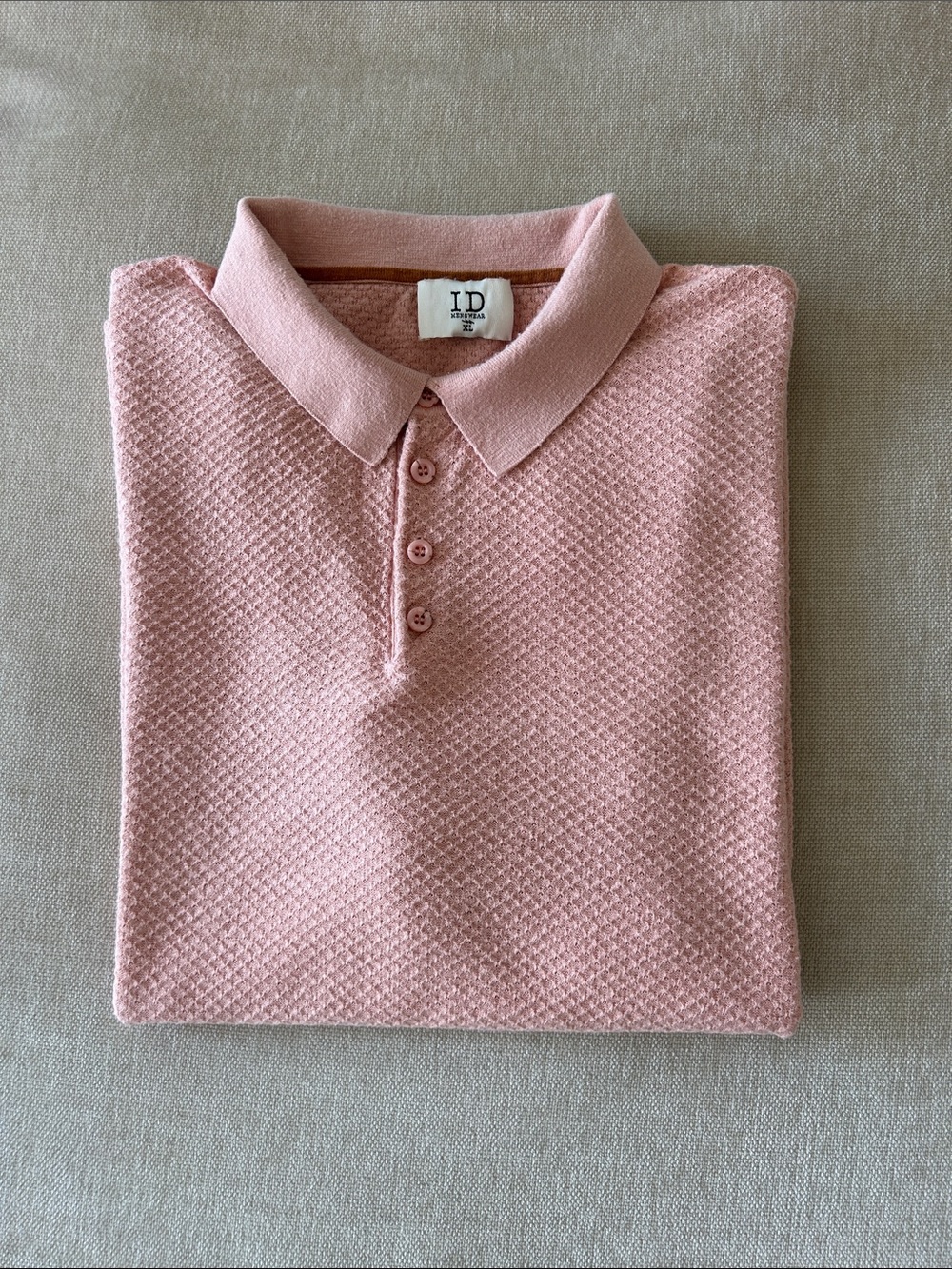 Men's Pink Textured Polo Shirt